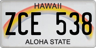 HI license plate ZCE538