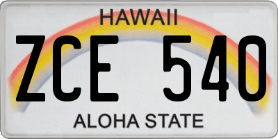 HI license plate ZCE540