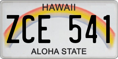 HI license plate ZCE541