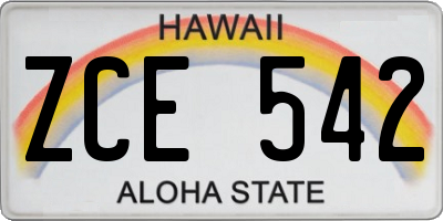 HI license plate ZCE542
