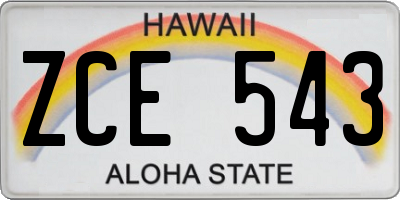 HI license plate ZCE543