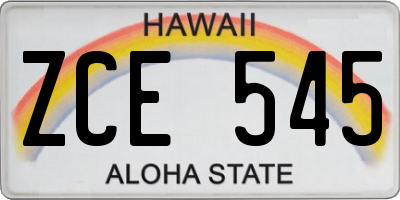 HI license plate ZCE545