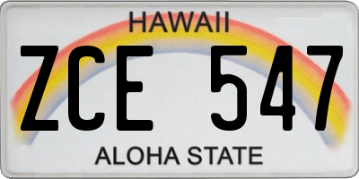 HI license plate ZCE547