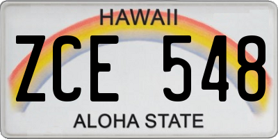 HI license plate ZCE548