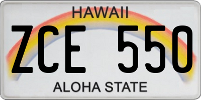 HI license plate ZCE550