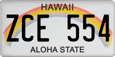 HI license plate ZCE554