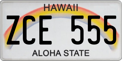 HI license plate ZCE555