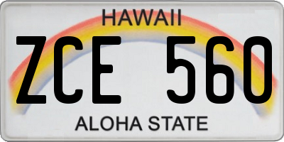 HI license plate ZCE560