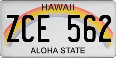HI license plate ZCE562