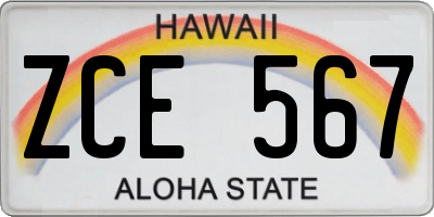 HI license plate ZCE567