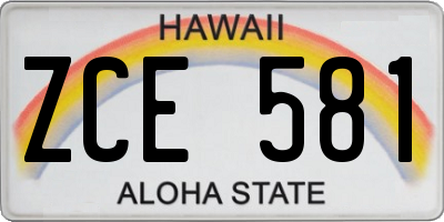 HI license plate ZCE581