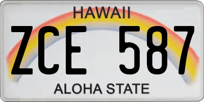 HI license plate ZCE587