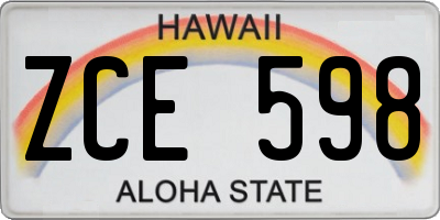 HI license plate ZCE598