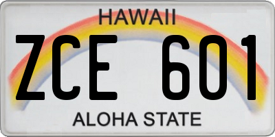 HI license plate ZCE601