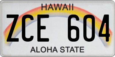 HI license plate ZCE604