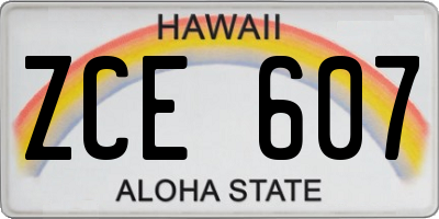 HI license plate ZCE607