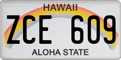 HI license plate ZCE609