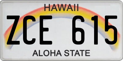 HI license plate ZCE615