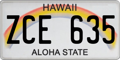 HI license plate ZCE635