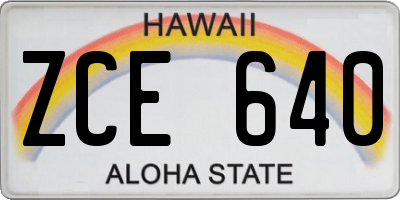 HI license plate ZCE640