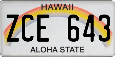 HI license plate ZCE643
