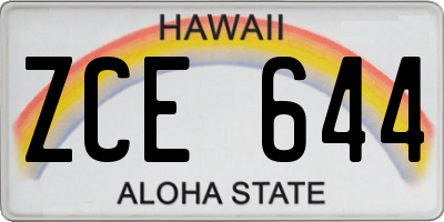 HI license plate ZCE644
