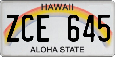HI license plate ZCE645