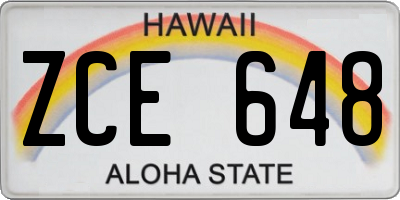 HI license plate ZCE648