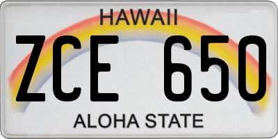 HI license plate ZCE650