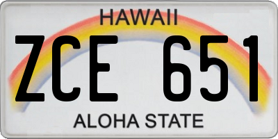 HI license plate ZCE651