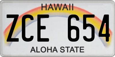 HI license plate ZCE654