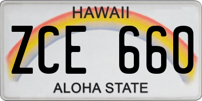 HI license plate ZCE660
