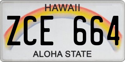 HI license plate ZCE664