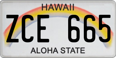 HI license plate ZCE665