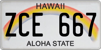 HI license plate ZCE667