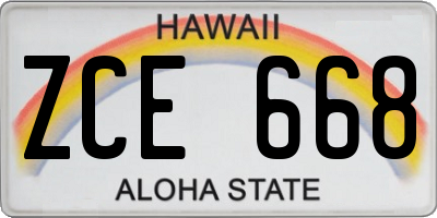 HI license plate ZCE668