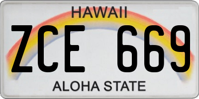 HI license plate ZCE669