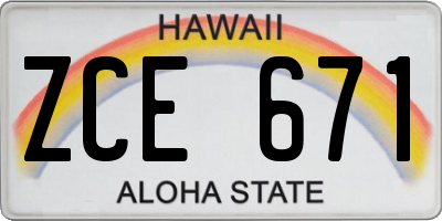 HI license plate ZCE671