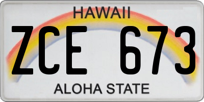 HI license plate ZCE673