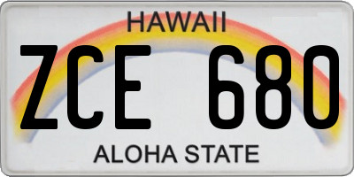 HI license plate ZCE680