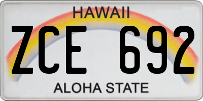 HI license plate ZCE692