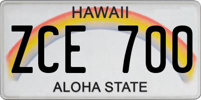HI license plate ZCE700
