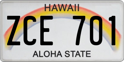 HI license plate ZCE701
