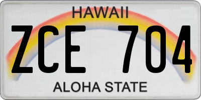 HI license plate ZCE704