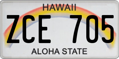 HI license plate ZCE705