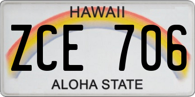 HI license plate ZCE706