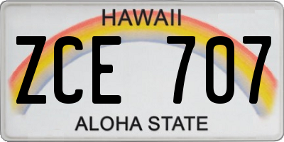 HI license plate ZCE707