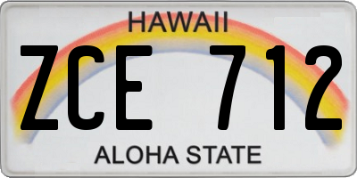 HI license plate ZCE712
