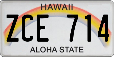 HI license plate ZCE714