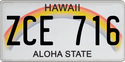 HI license plate ZCE716